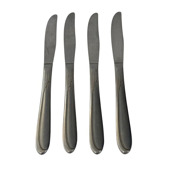 Oneida Sand Dune Groove Down Side Stainless Steel Dinner Knives Set Of 4 - Picture 1 of 3